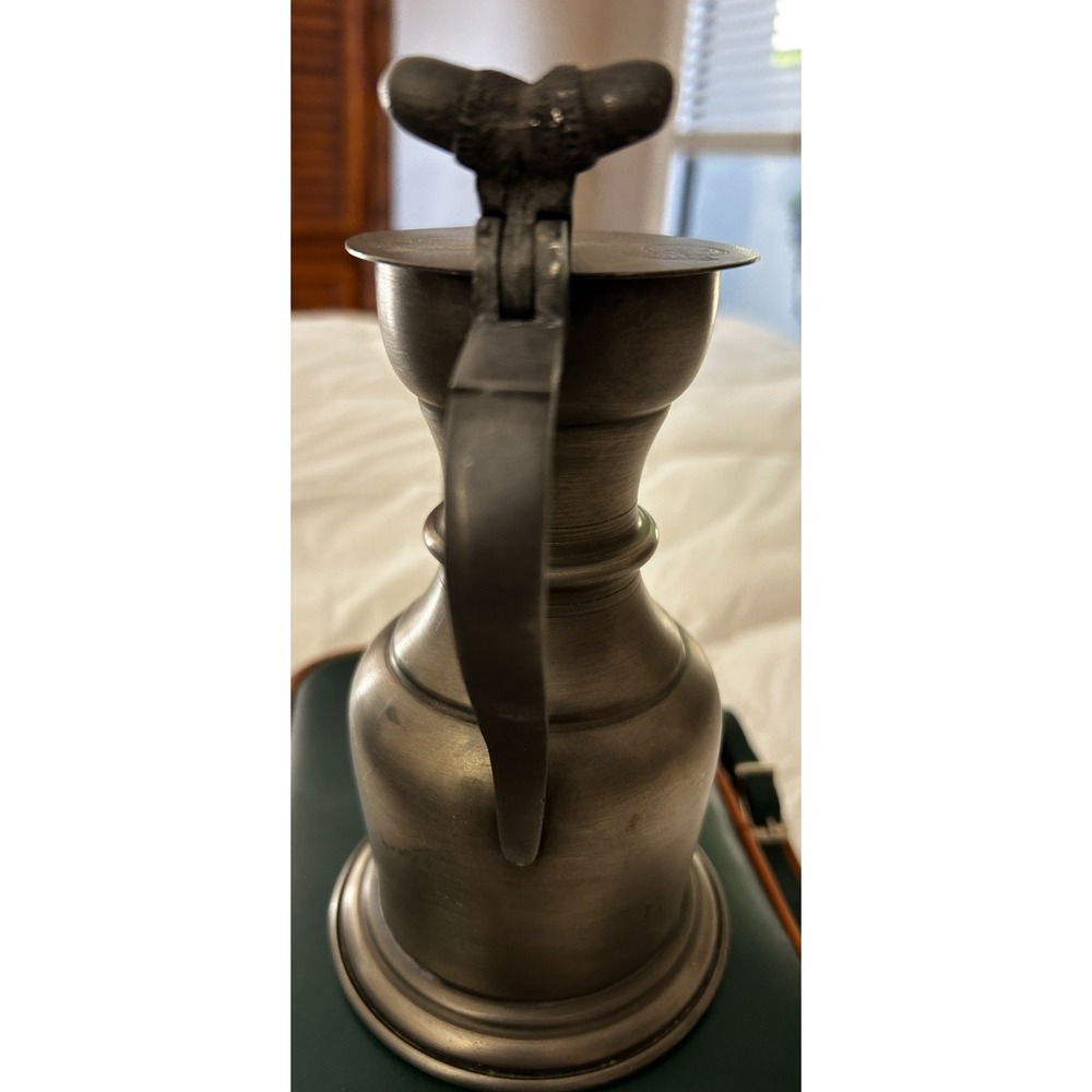 Antique Pewter Flagon with Acorn Hinged‎ Lid, Hallmarked - Picture 2 of 6
